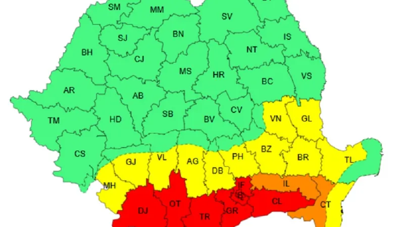 Meteo. Alertă cod roșu de caniculă în București și 6 județe. Temperaturi de 41 de grade - Foto: Meteoromania.ro