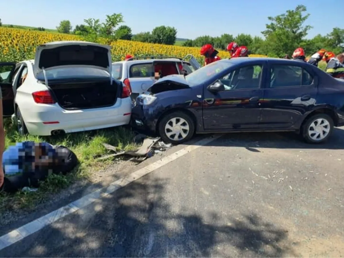 Accident teribil între 3 vehicule pe DN 2 E85 București – Urziceni: 4 morți și 5 răniți. / Foto: Info Trafic 24, Facebook