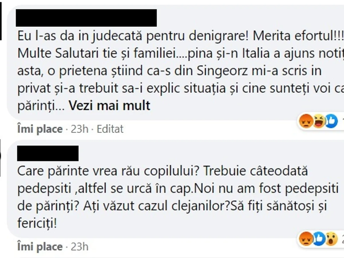 Comentarii de încurajare adesate fostei soții a lui Ogâgău. Ea i-a luat apărarea primarului, după ce și-a filmat fiica în timp ce o umilea. Sursa foto: facebook