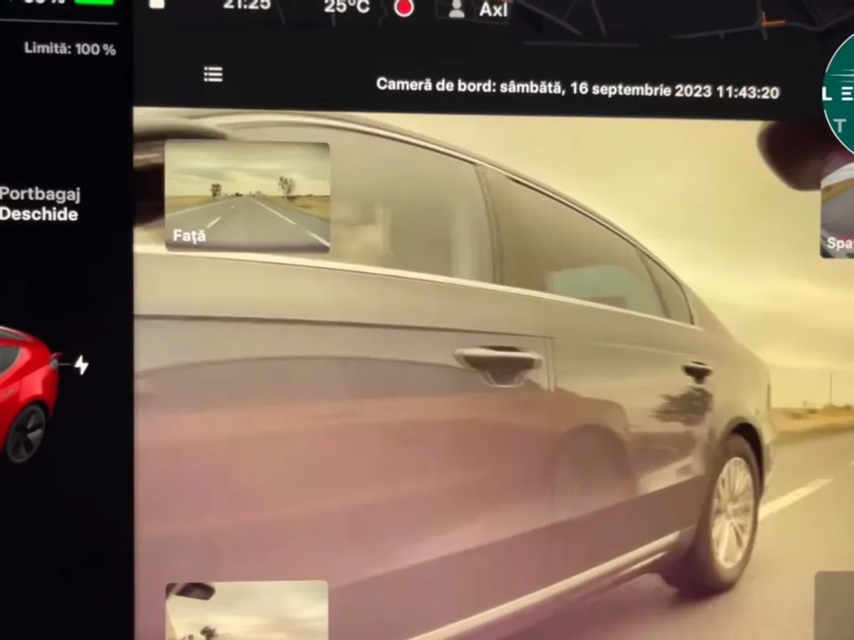 Tesla, depășită agresiv prin dreapta de un TDI pe „Drumul morții”. Ce sancțiune merita șoferul - Foto: captură video