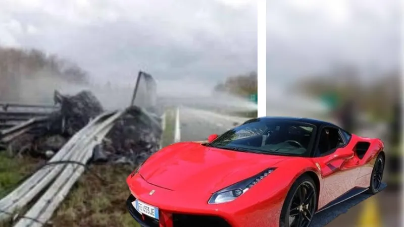 Accident cumplit la 200 km/h. Au zburat spre moarte cu un Ferarri GTC4 Lusso. 2 oameni, carbonizați - Foto: torino.corriere.it - Colaj