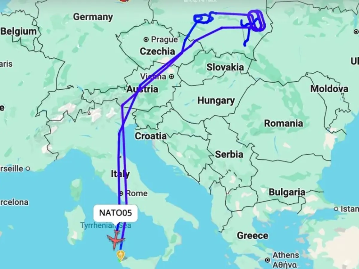Desfășurare zbor AWACS NATO la 27 decembrie - Foto: ItaMilRadar
