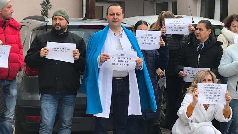 Proteste ale angajaților din instituții subordonate Ministerului Muncii și din sistemul sanitar Foto: informatiaharghitei.ro