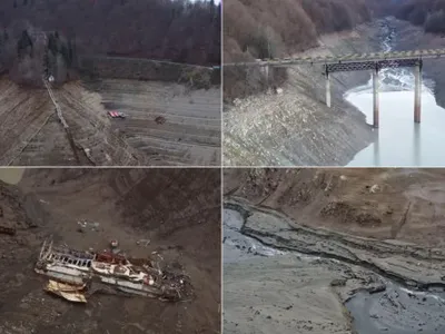 Moment istoric: Lacul Vidraru, golit pentru prima dată în 60 de ani. Când va reveni la nivelul normal. A fost golit și Lacul Paltinu