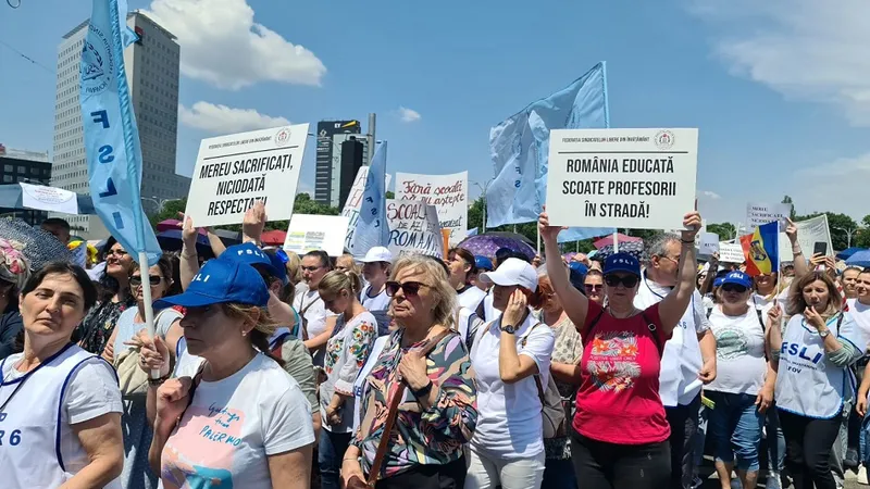 Profesorii continuă greva Foto: Facebook/FSLI