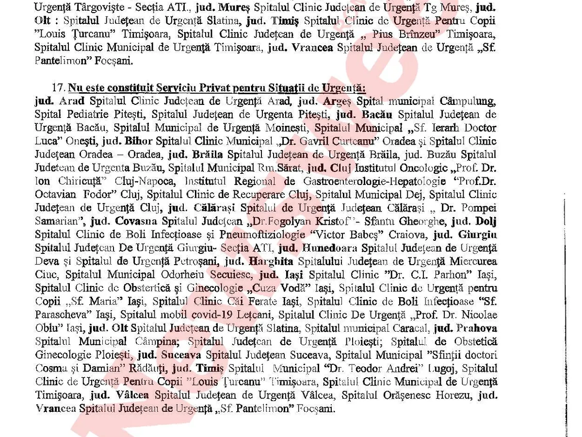 Lista completă a neregulilor identificate, precum și spitalele unde au fost probleme
