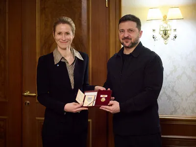 Vicepreşedintele Comisiei Europene, Kaja Kallas, şi preşedintele Ucrainei, Volodimir Zelenski - Foto: president.gov.ua