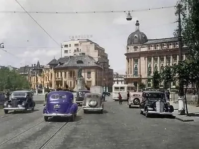 Mercedes pe contrasens, la Romană, în 1943. / Foto: Twitter, Dr. Grant T. Harward