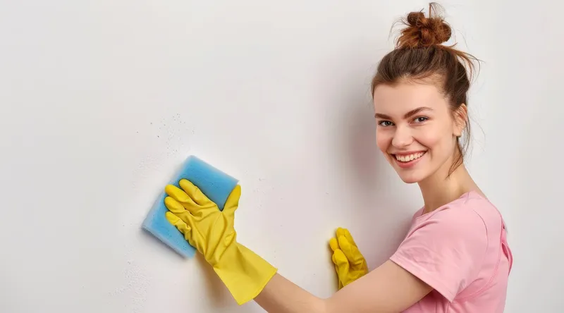 Femeie care șterge peretele - Foto: Freepik (Imagine cu rol ilustrativ)
