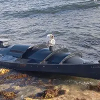 O dronă navală capturată în Crimeea/foto: social media