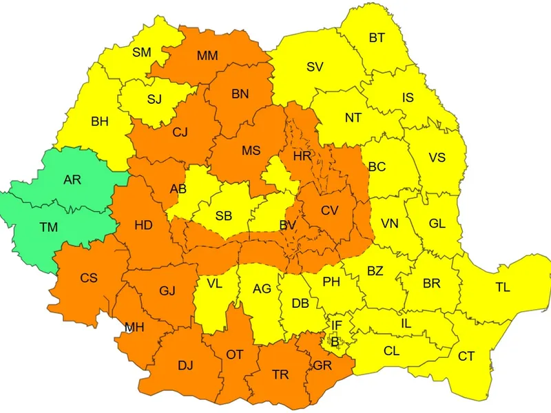 METEO Atenție! Meteorologii au emis Cod portocaliu de averse și vijelii în 12 județe - Foto: meteoromania.ro