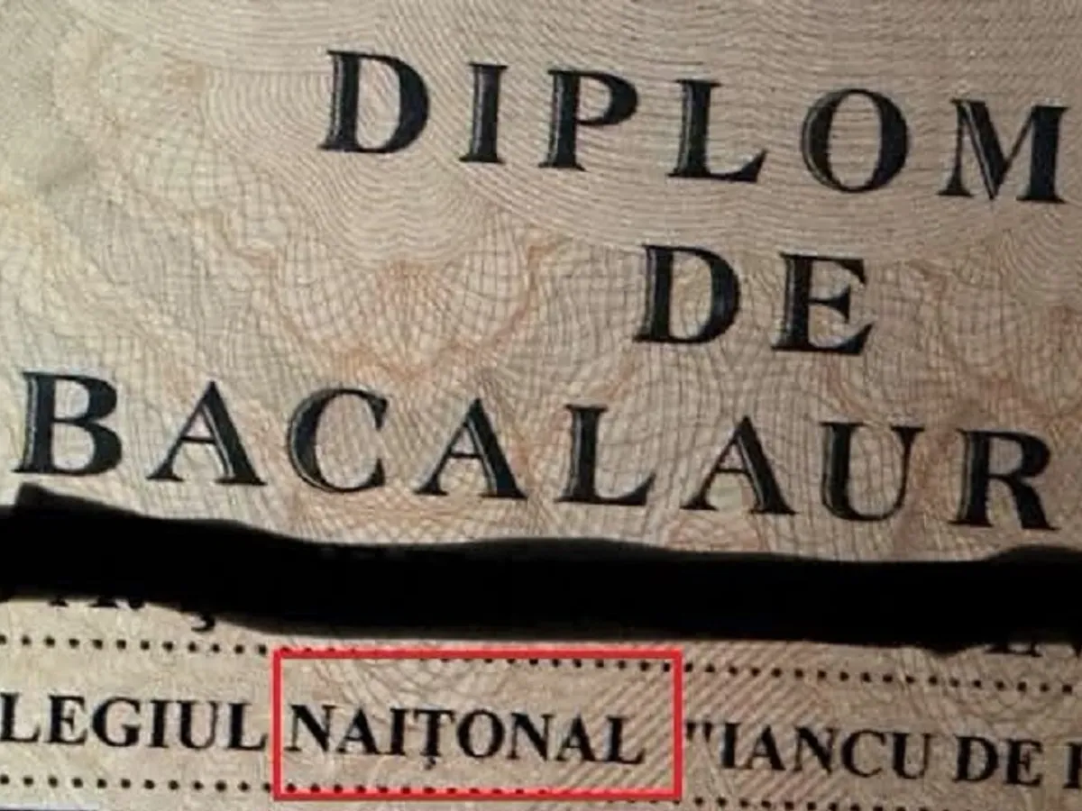 Diplomă bacalaureat scrisă greșit