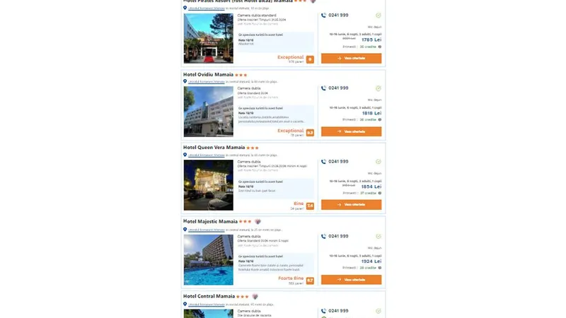 Cât costă 6 nopți de vacanță cu copilul la 3* în Mamaia la început de sezon? Între 300 € și 1.800 € - Foto: captura ecran