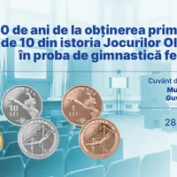 BNR a lansat monedele dedicate marcării a 50 ani de la primul 10 din istorie, obținut de Nadia Comăneci - Foto: bnr.ro