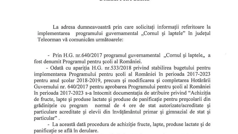 Răspunsul autorităților din Teleorman