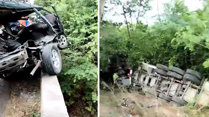 Accident microbuz - tractor - Foto: Twitter/ @ExtraNoticiasCo