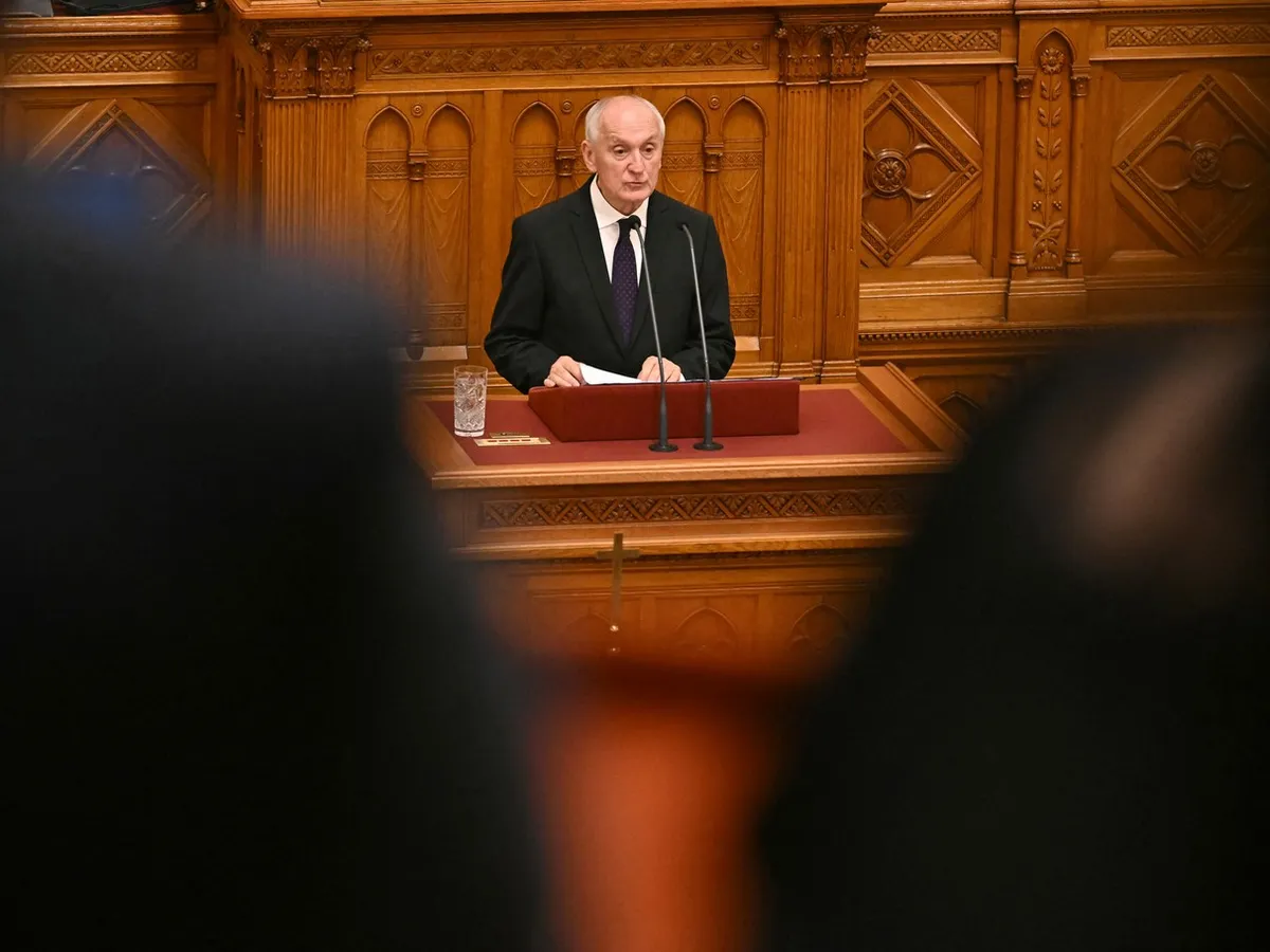 Noul președinte ales al Ungariei, Andras Baka, ține un discurs adresat națiunii la parlamentul din Budapesta - Foto: Profimedia Images