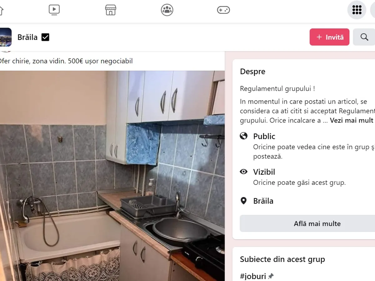 Anunțul de pe Facebook