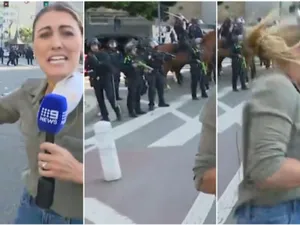 VIDEO Momentul în care poliția din Los Angeles împușcă o jurnalistă australiană, în timpul unei transmisiuni în direct de la proteste