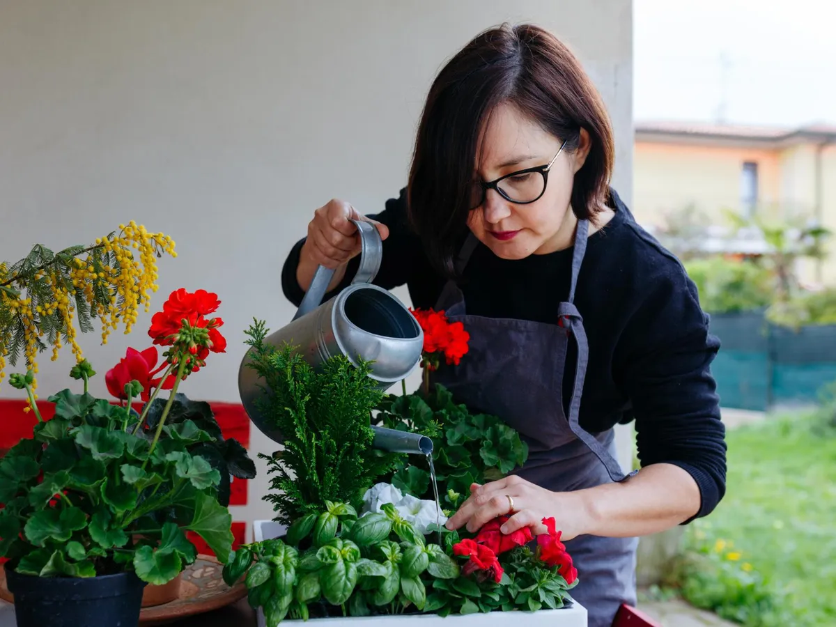 Femeie care udă florile - Foto: Freepik (Imagine cu rol ilustrativ)