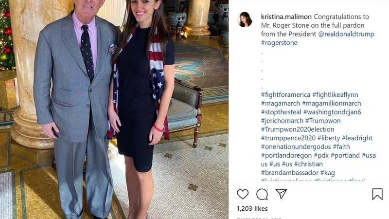 Kristina Malimon și Roger Stone. Sursa: Instagram
