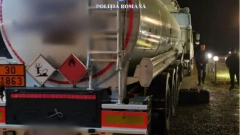 Un șofer ucrainean a fost prins beat la volanul unei cisterne cu 30 de tone de combustibil - Foto: Poliția Română