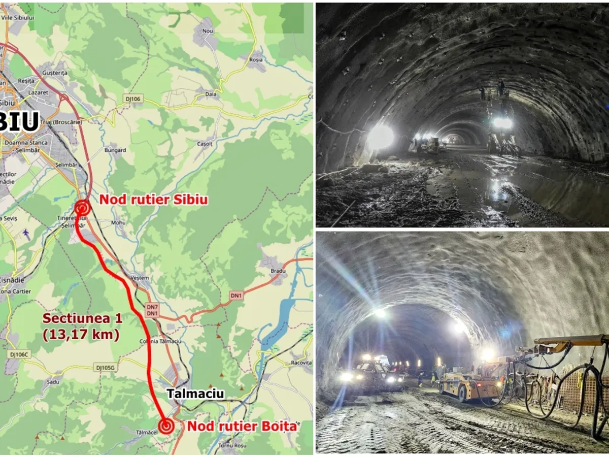 Tunelurile Alina și Daniela de pe autostrada București-Sibiu, atracție turistică. Cum arată Foto: colaj dailybussiness.ro