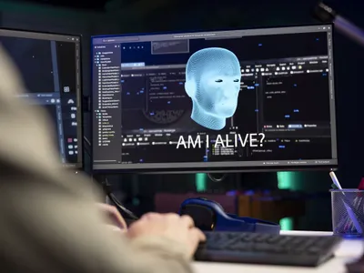 Entitate AI punând întrebări existenţiale unui dezvoltator de software - Foto: Magnific.com/DC Studio