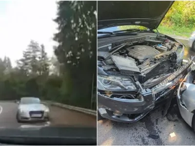 Accident incredibil pe Transfăgărășan: Un Audi A5 a țâșnit în orb și s-a înfipt într-un Q3. / Foto: observatorulph.ro