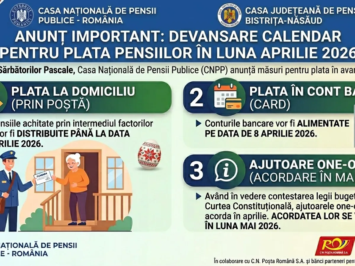 Programul livrării pensiilor - Foto: Casa de pensii