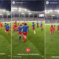 Micuții rugby-ști de la RC Grivița și CS Steaua, pe contul de Intagram al naționalei Argentinei în timp ce disputau un meci demonstrativ în pauza celor mari Foto: Instagram