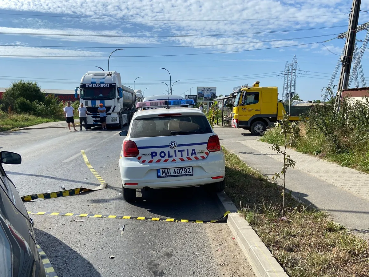 Accident cu mașina poliției pe un drum din Ilfov Foto: amator