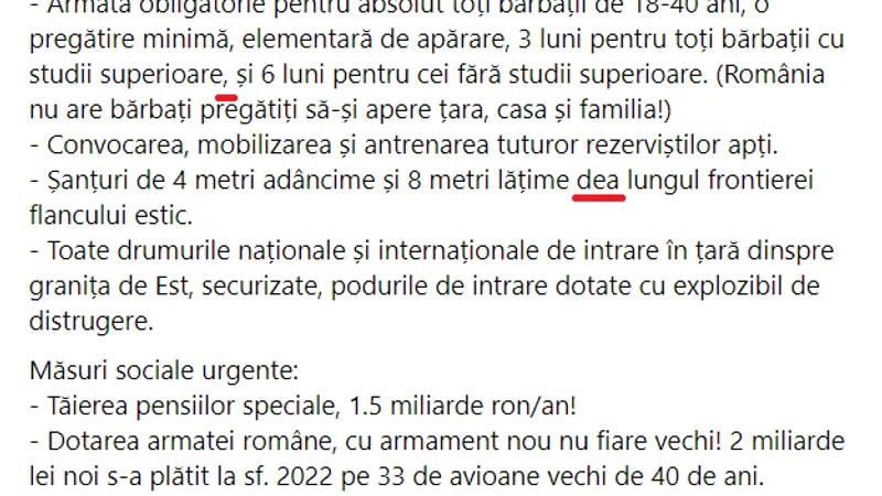 Mesajul patriotului Ciprian Ciubuc conține câteva virgule în plus și-o cratimă lipsă Foto: Facebook