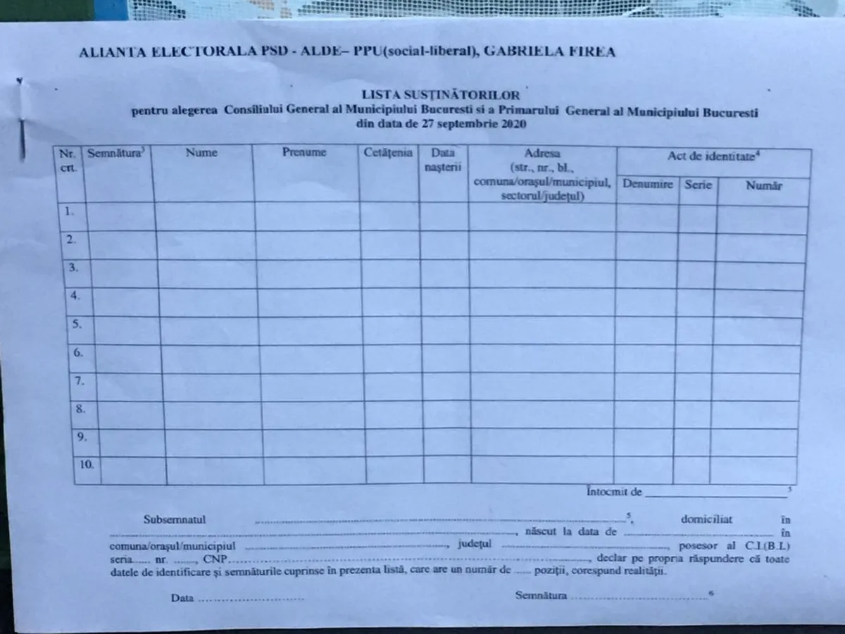 Tabelul cu semnături care a apărut într-un depou al STB. Sursa foto: Spotmedia.ro