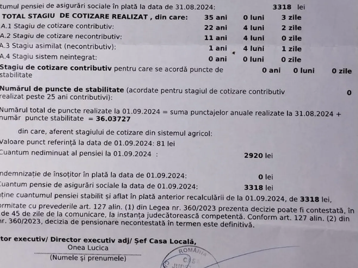 Decizie recalculată