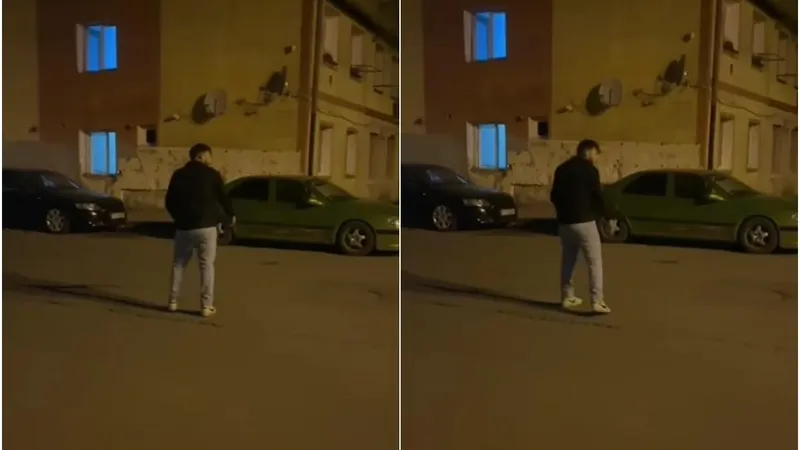 Bărbat filmat în timp ce trage de trei ori cu pistolul în parcarea unui bloc. Ce a transmis Poliția? - Foto: Captura video / imagine rol ilustrativ