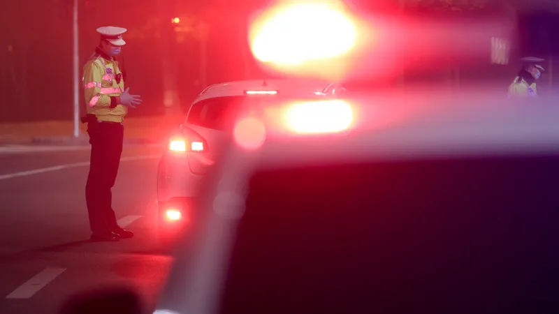 În timp ce polițistul scotea bonul cu valoarea aferentă testării, conducătorul auto a pus o sumă de bani în portbagajul autospecialei MAI - Foto: INQUAM PHOTOS/ Octav Ganea