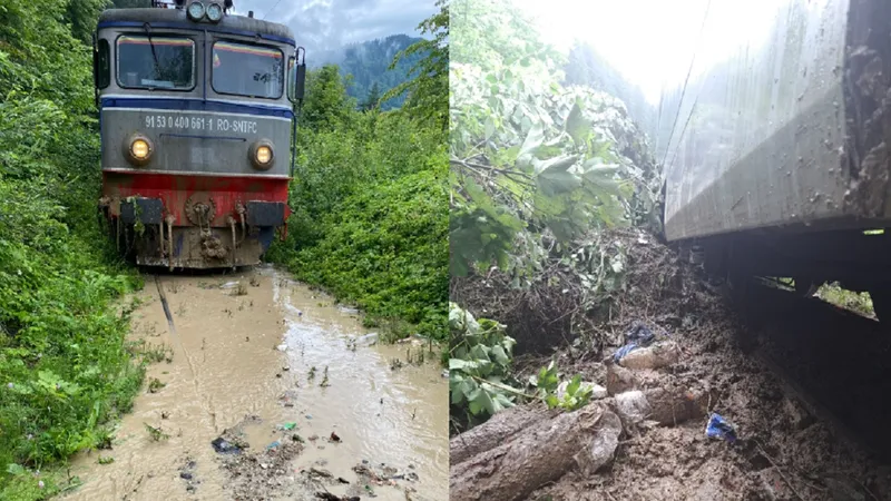 Trenuri împotmolite în noroi Foto: CNCF CFR SA