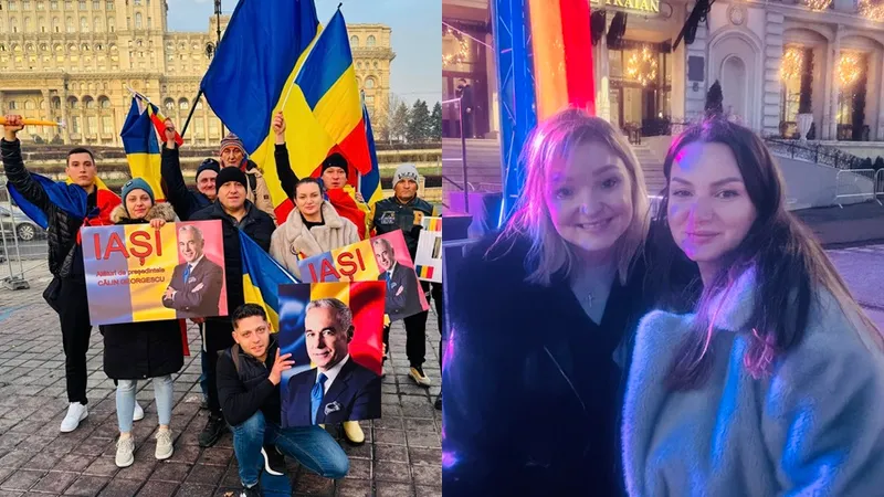 Petronel Corduneanu și Alina Filip ( centru) au venit să protesteze pentru Călin Georgescu și în București. La Iași, Alina Filip s-a pozat cu fiica lui Corneliu Vadim Tudor Foto: Facebook