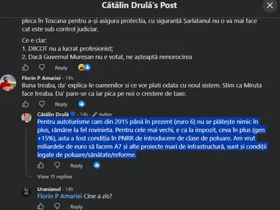 Cătălin Drulă, despre roviniera în funcție de norma de poluare - Foto: captură ecran