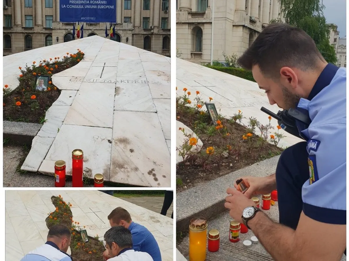 Membrii sindicatuui Europol au aprins lumânări pentru colegul căzut la datorie