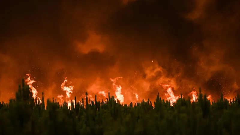 Incendiu de pădure în apropiere de Belin-Beliet în Gironde, sud-vestul Franței/ foto: Profimedia Images