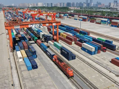 Tren de marfă China-Europa, cu destinația Hamburg, Germania, cu plecare din Gara Putian, din Zhengzhou, China Centrală - Foto: Profimedia Images
