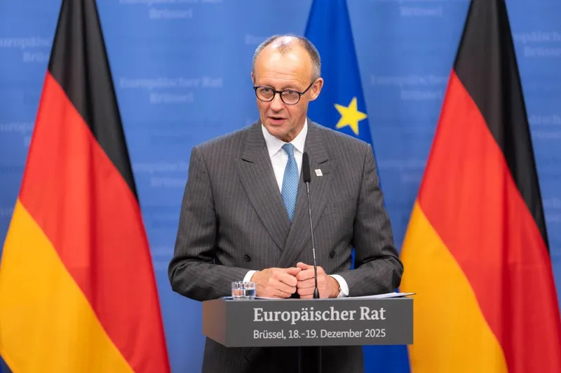 Cancelarul federal Friedrichh Merz, &icirc;n conferinţă de presă - Foto: Profimedia Images