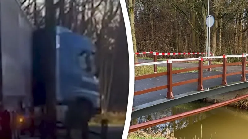 Momentul în care un șofer român bagă TIR-ul pe un pod de biciclete: ”Florian, ai grijă!” - Foto: rijnmond.nl.