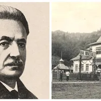 Ioan Slavici și carte poștală cu complexul balnear de pe Valea Prahovei, imagine cu caracter ilustrativ - Foto: Colaj