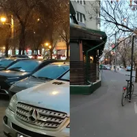Mașini parcate pe trotuar, după o zi nu mai erau . Foto: Newsweek