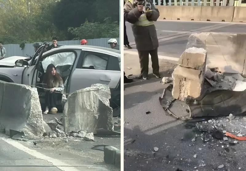 O mașină electrică chinezească Nio EC6 s-a rupt, pur și simplu, în urma unui accident - Foto: carnewschina.com