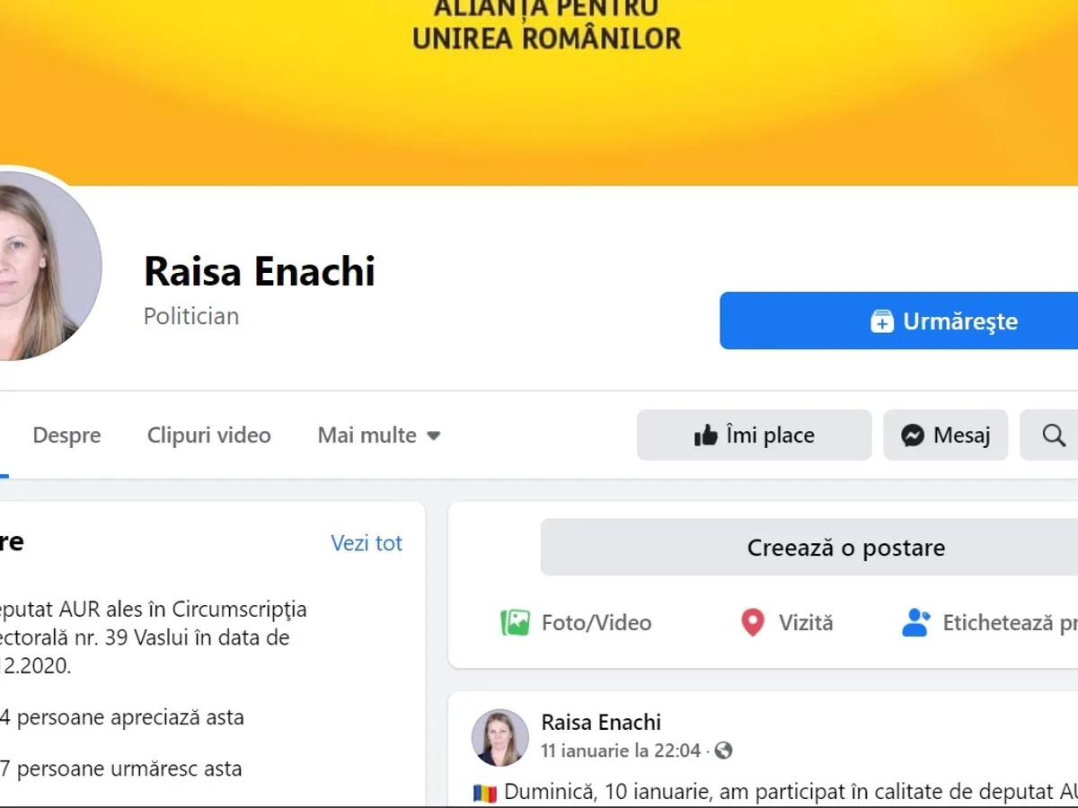 Noua pagină de Facebook a Raisei Enachi