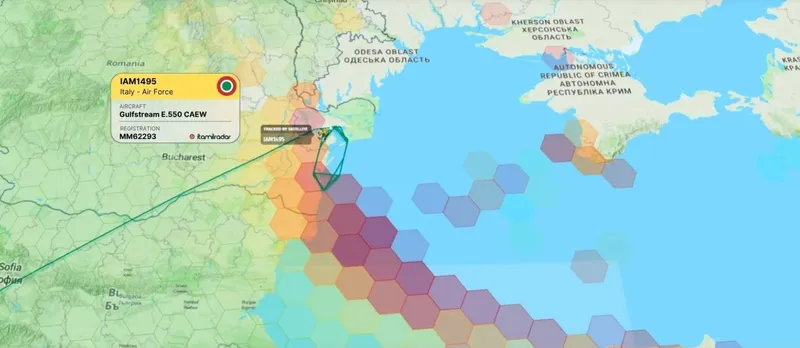 Război electronic &icirc;n Marea Neagră. La sud și la est de Rom&acirc;nia, bruiajul Rusiei este foarte intens - Foto: ItaMilRadar